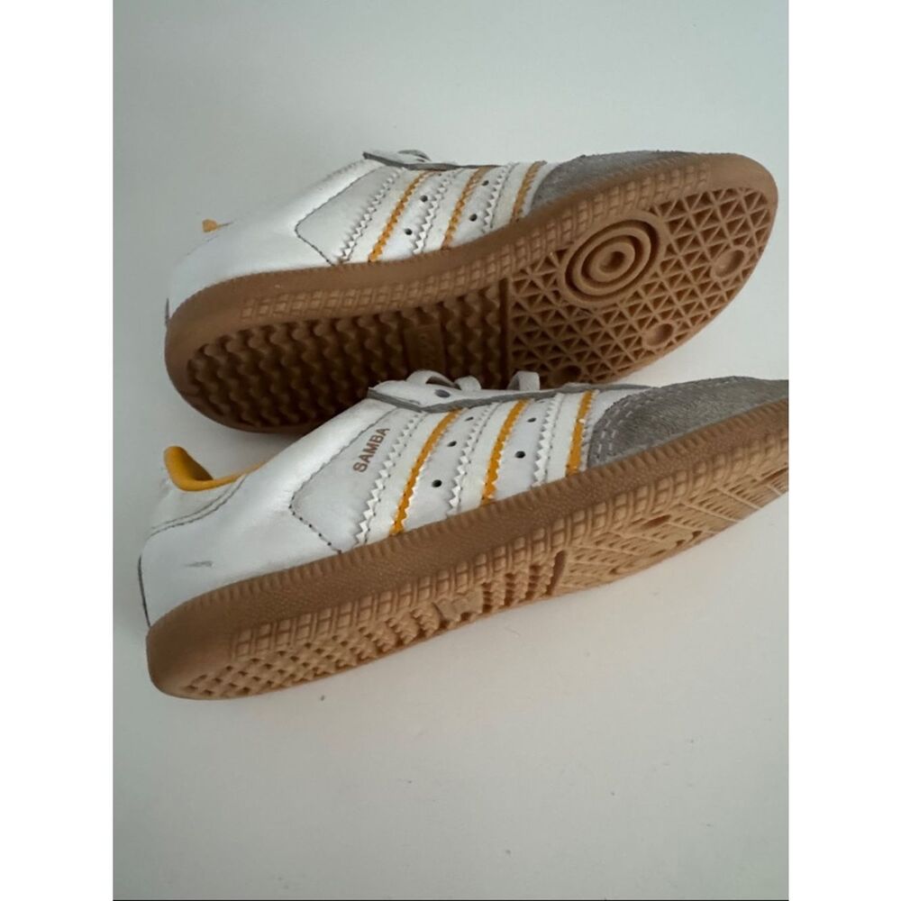 adidas Kids White Gray Yellow Sneakers EUC - Picture 5 of 5
